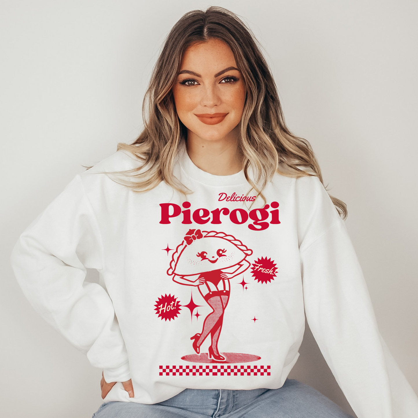 Pierogi Retro Polish, Kitschy, Unisex Heavy Blend™ Crewneck Sweatshirt for Polish Pride Polish Festivals