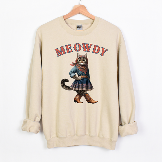 Babushka Cat Goes Country Unisex Heavy Blend™ Crewneck Sweatshirt