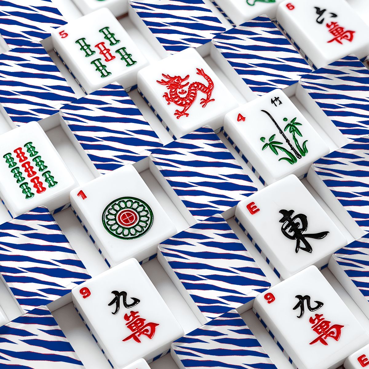 Buffalo Blue and White Football Love 166-Piece American Mahjong Tile Set