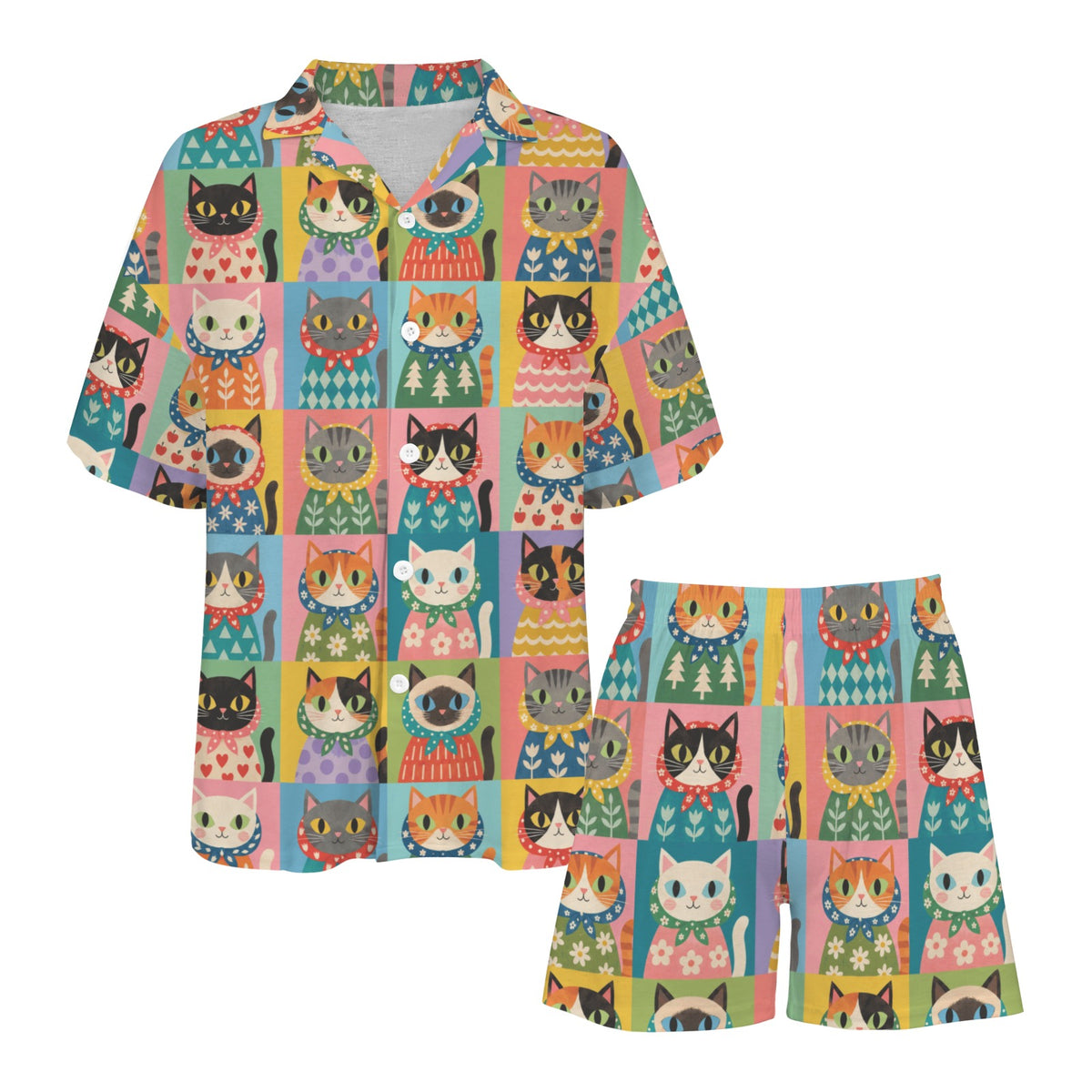 Babushka Cat Whimsy Cats Pajama Set