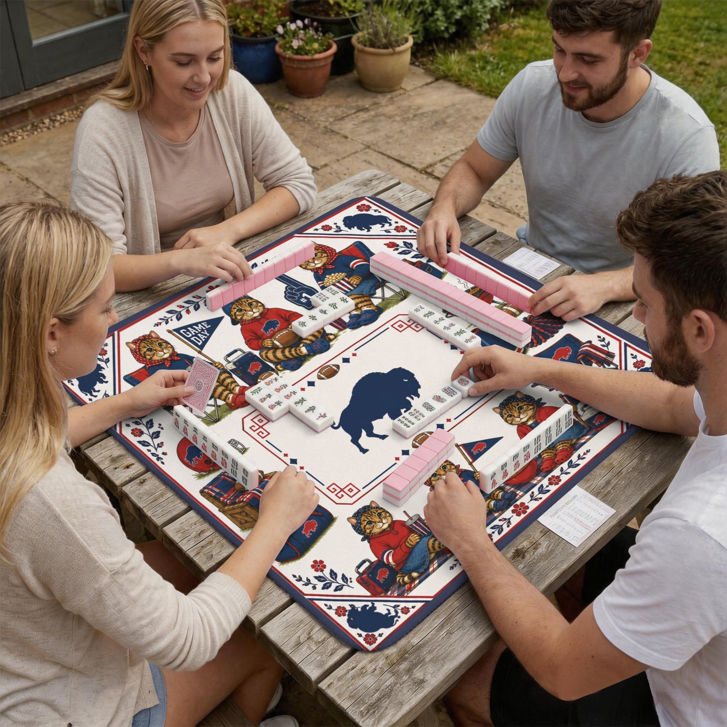 Buffalo Cats Mahjong Game Mat