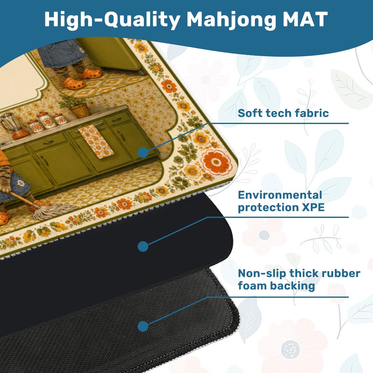 Babushka Cat 70's Kitchen Magic Mahjong Mat