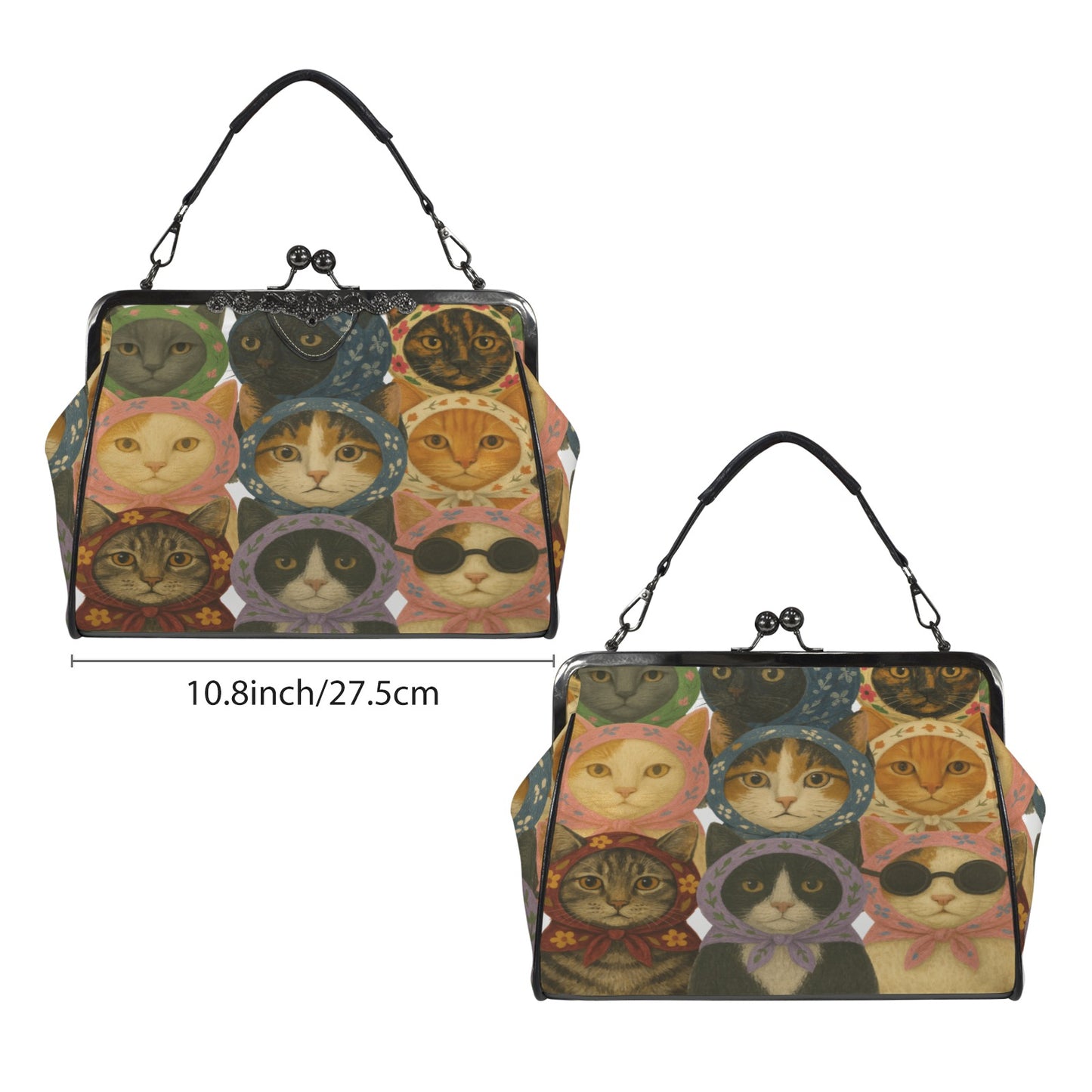 Kitschy Babsushka Cat Vintage Style Kisslock Crossbody Shoulder Bag(Model 1752)