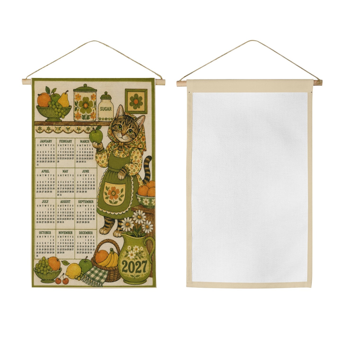 Babushka Cat Old Timey Fabric 2027 Calendar