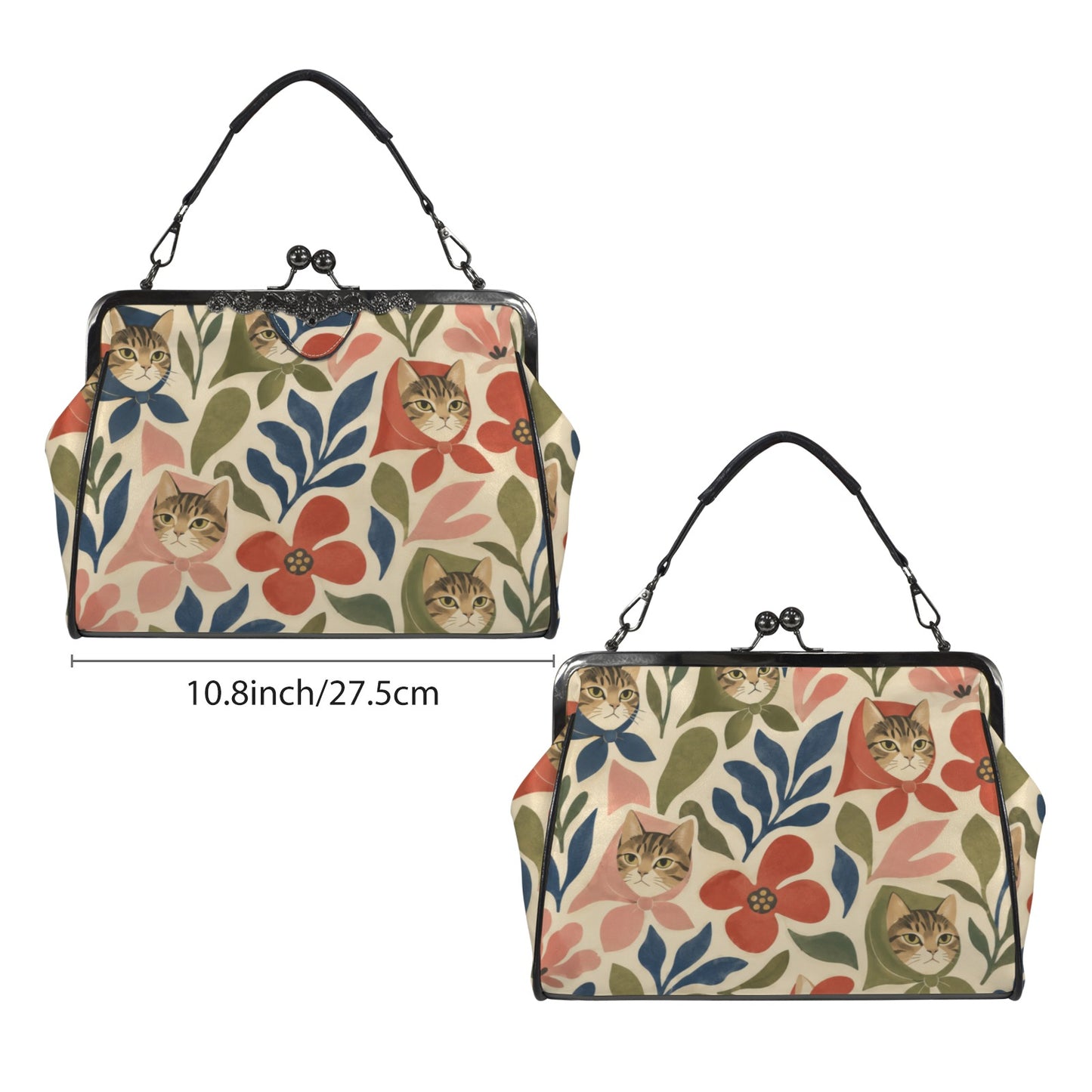 Babushka Cat Mattise-Ish  Kisslock Crossbody Shoulder Bag