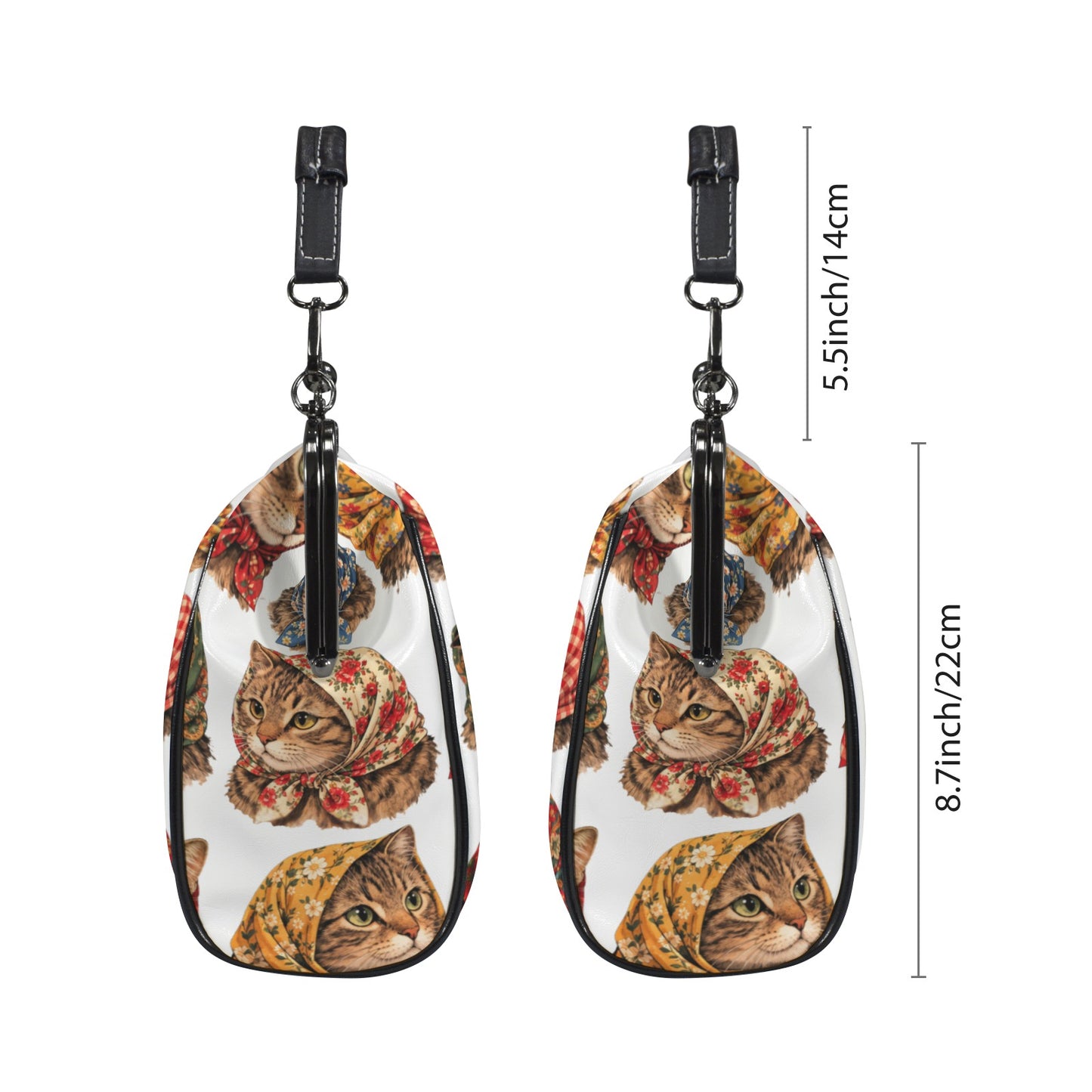 Babushka Cats Cottage Heads Design Kisslock Vintage Style Purse