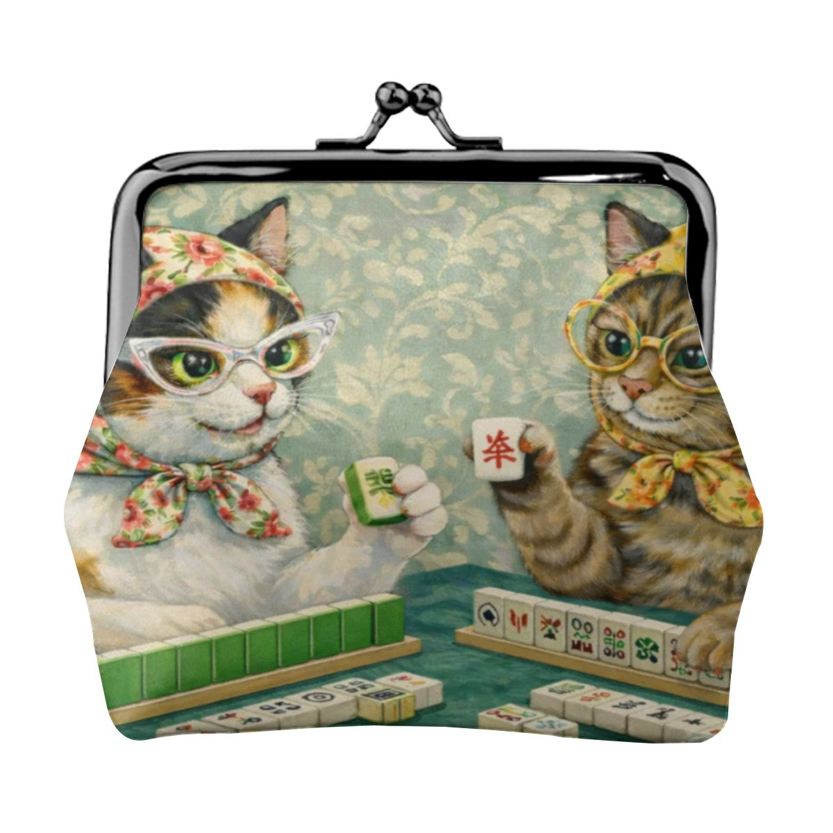 Babushka Cats Playing Mahjong