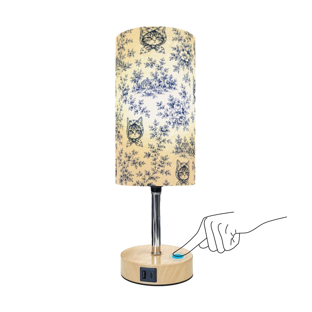 Babushka Du Joy French Toile  Touch Bedside Table Lamp with USB