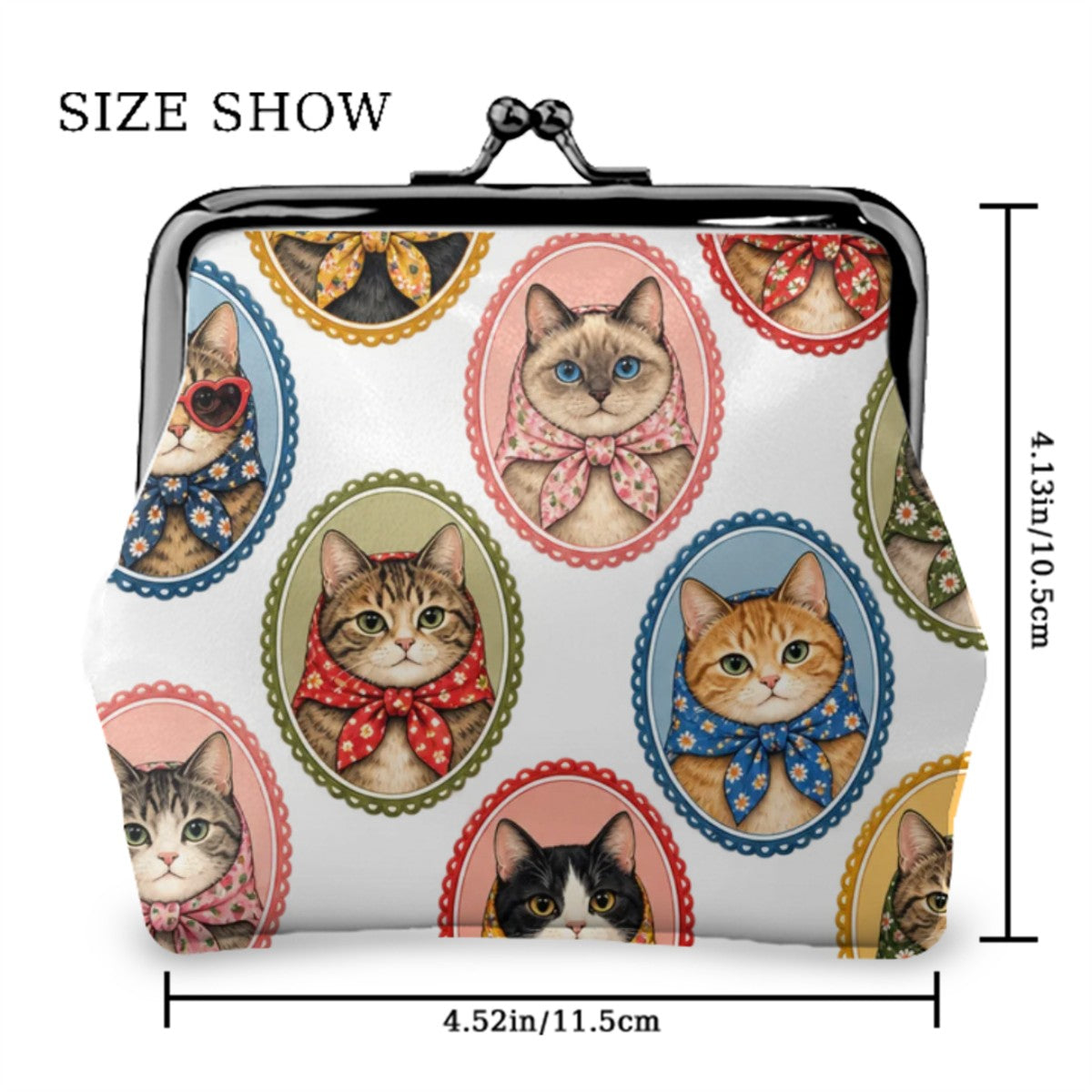 Babushka Cat Cameo Appearance Kisslock Coin Purse