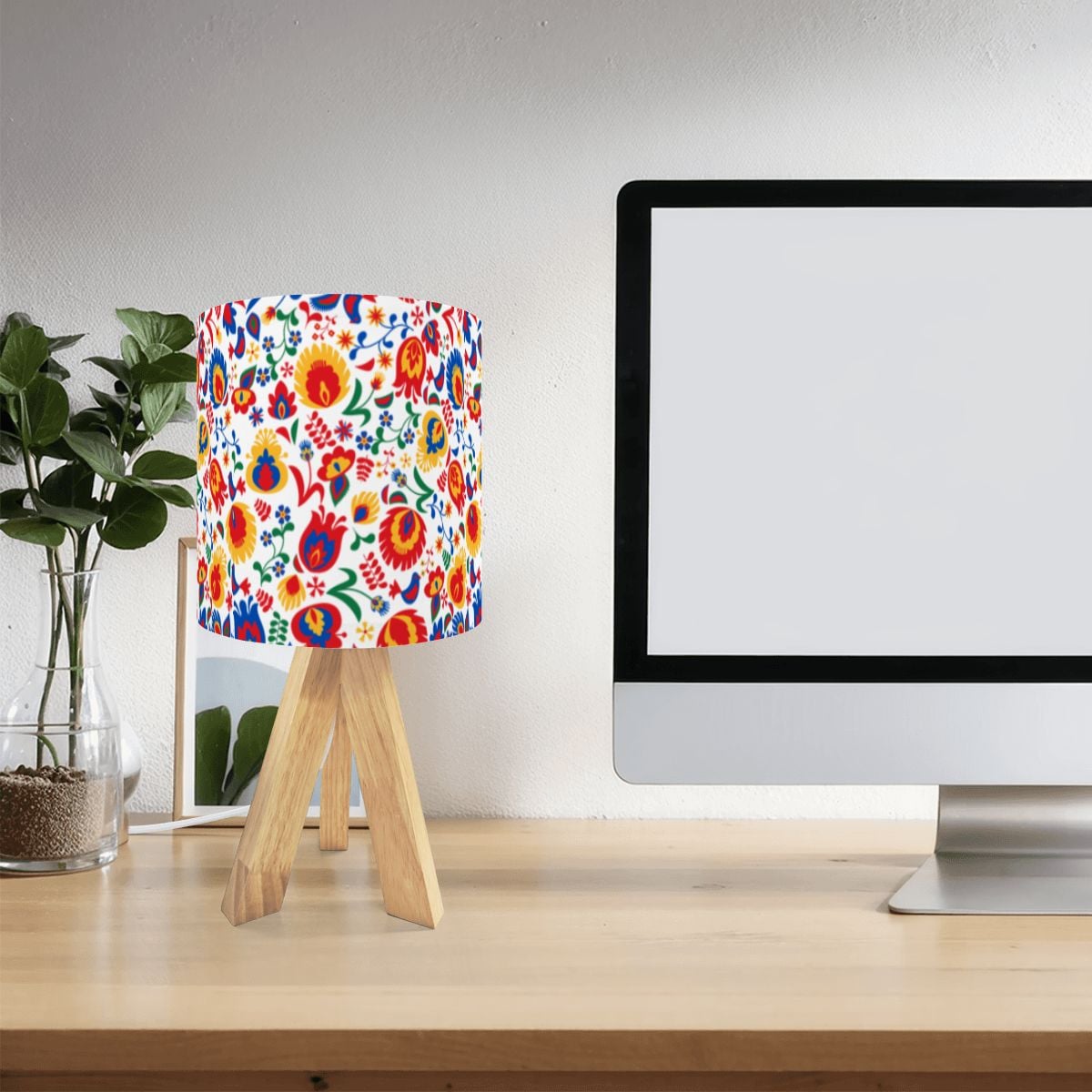 Floral Wycinanki Flowers, Tripod Table Lamp