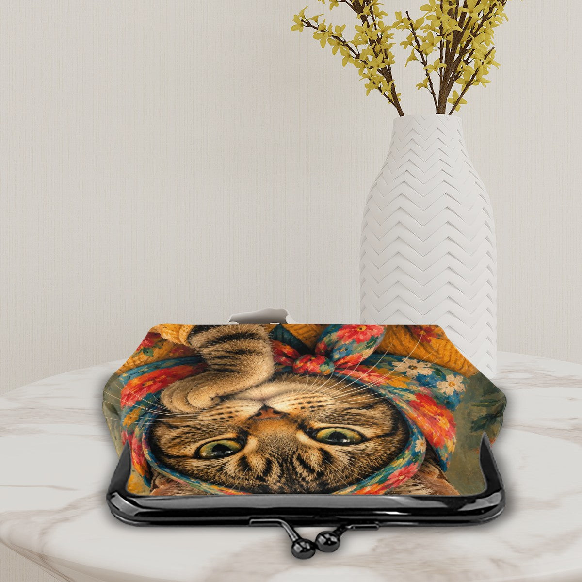 Babushka Cat Artsy Fartsy Lock Coin Purse portrait (1)