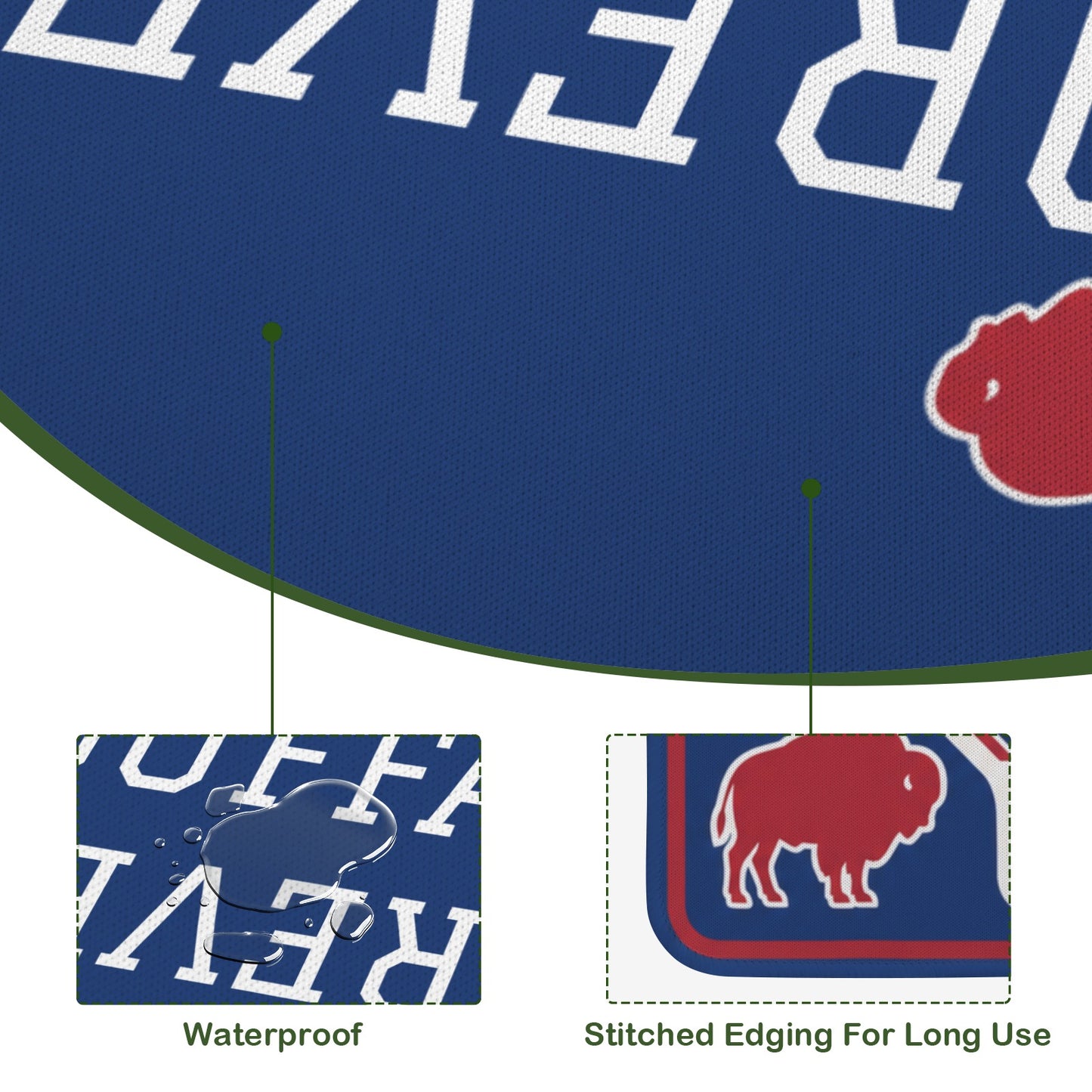 BUFFALO FOREVER Stitched-Edge Mahjong Table Mat 33" x 33" | Ships from USA