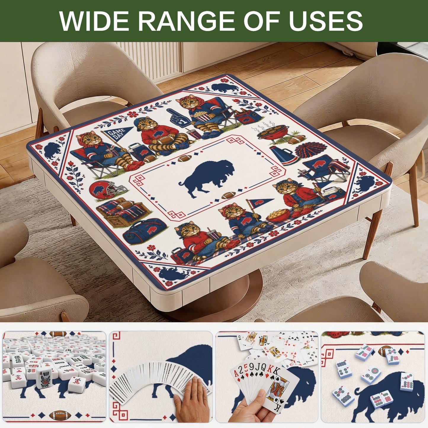 Buffalo Cats Mahjong Game Mat