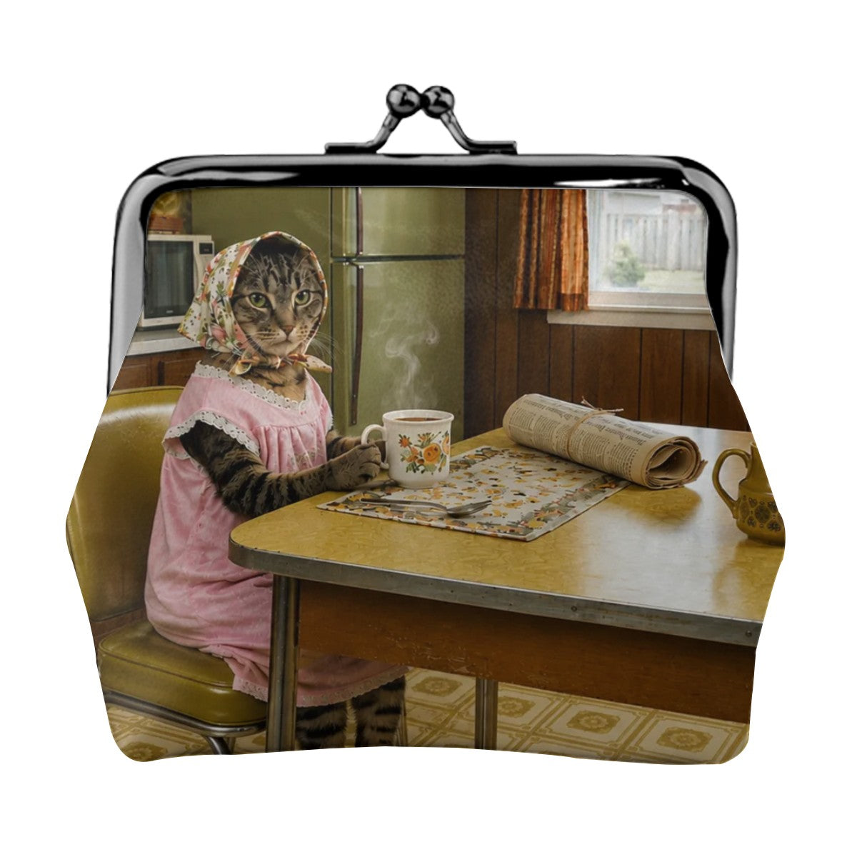 Babushka Cat Kiss Lock Coin Purse