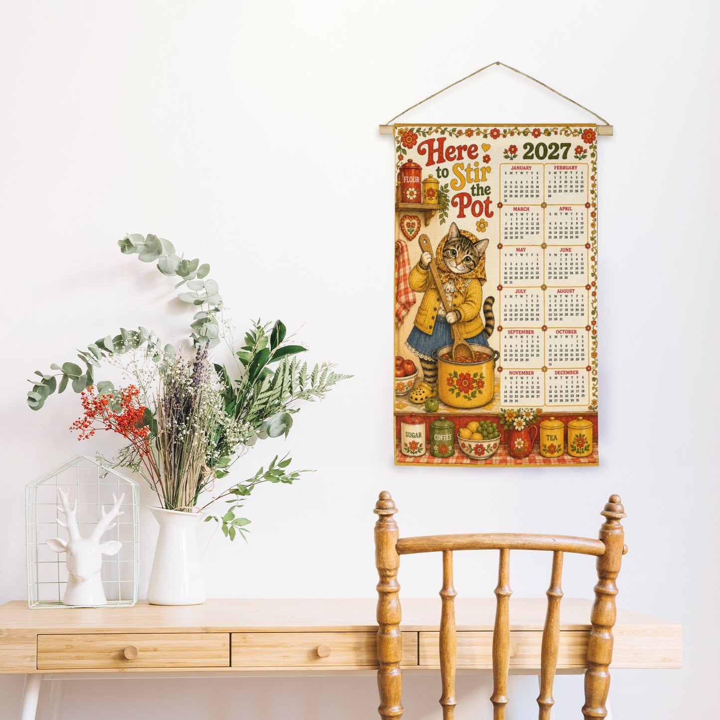Babushka Cat 2027 Hanging Wall Calendar-Stir the Pot