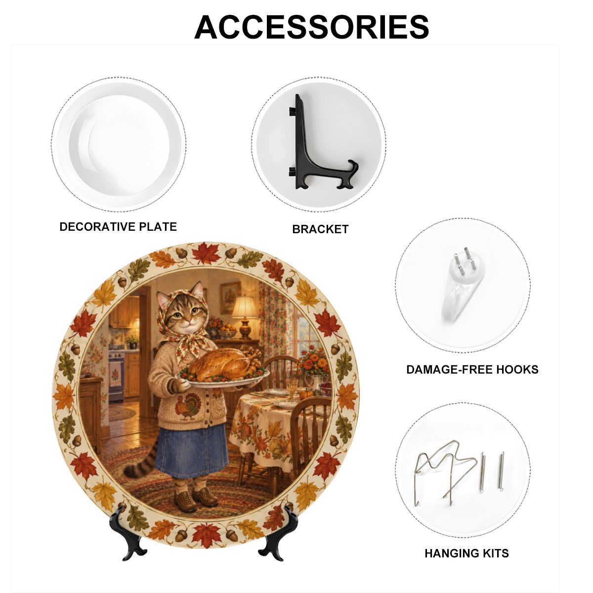 Babushka Cat Decorative Thanksgiving Plate