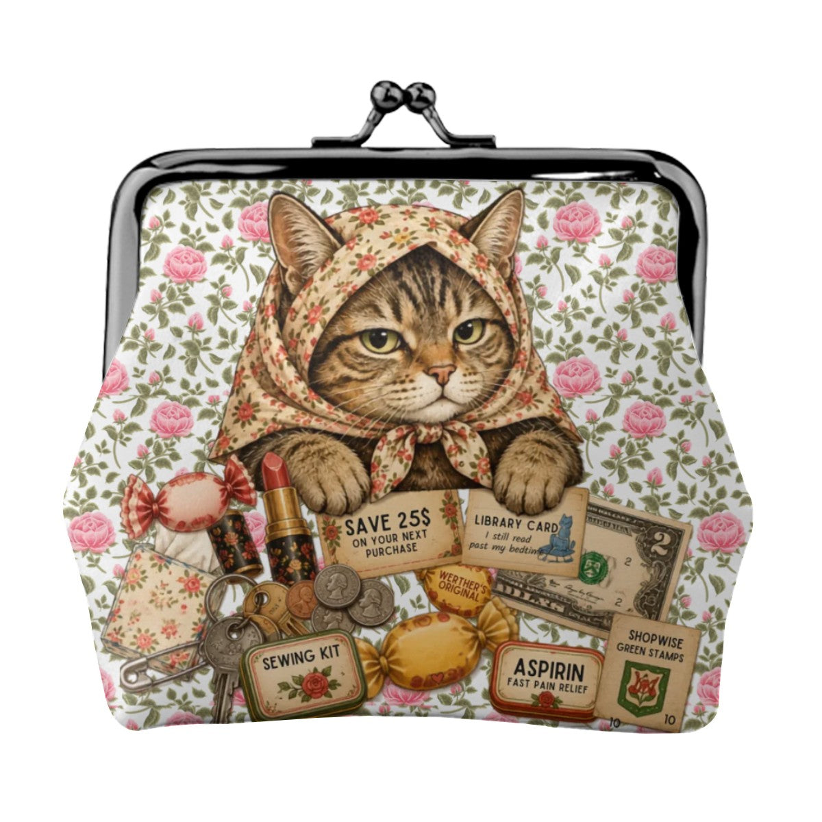 Women's Leather Kiss Lock Coin Purse vintage wallpaper2 Untitled design (5)