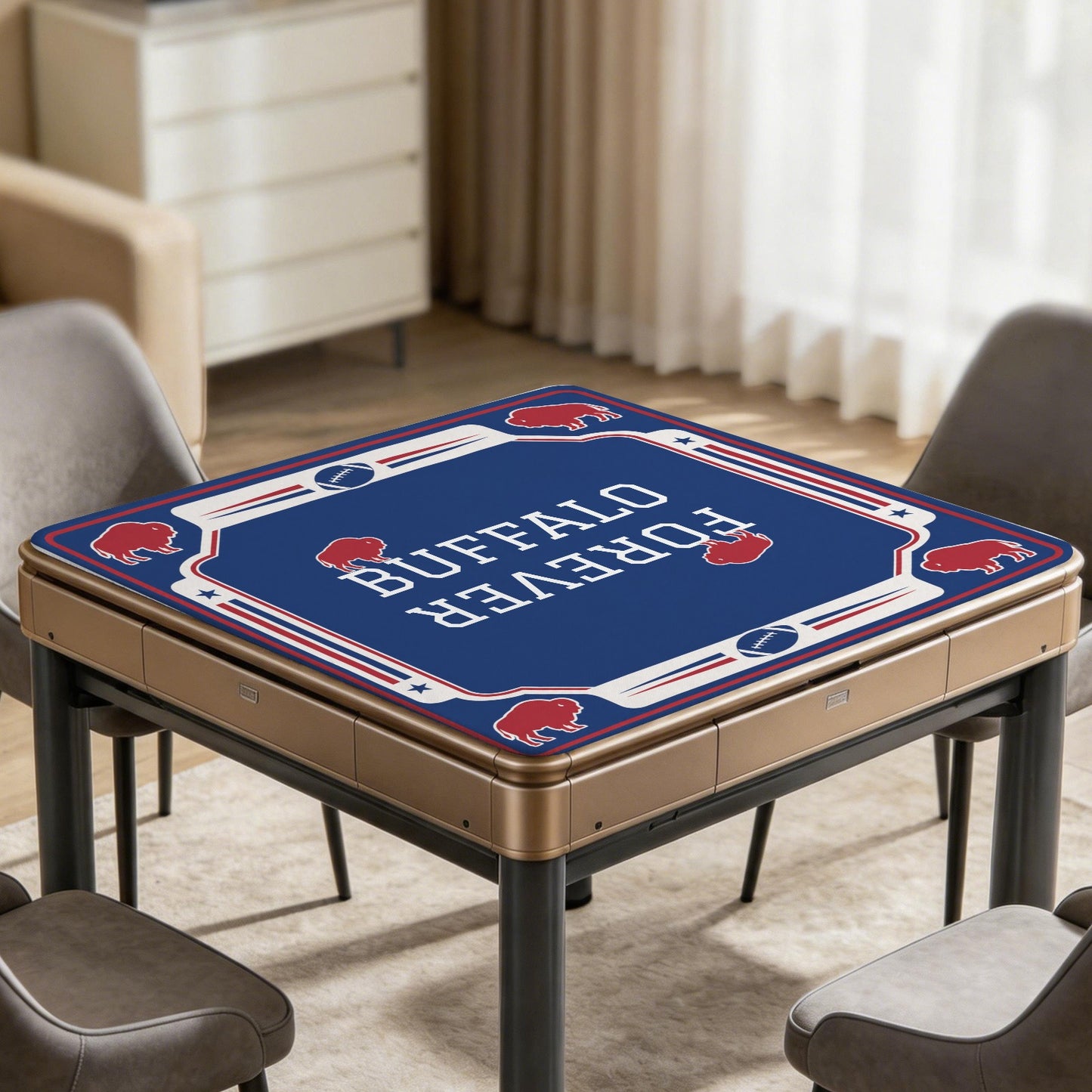 BUFFALO FOREVER Stitched-Edge Mahjong Table Mat 33" x 33" | Ships from USA