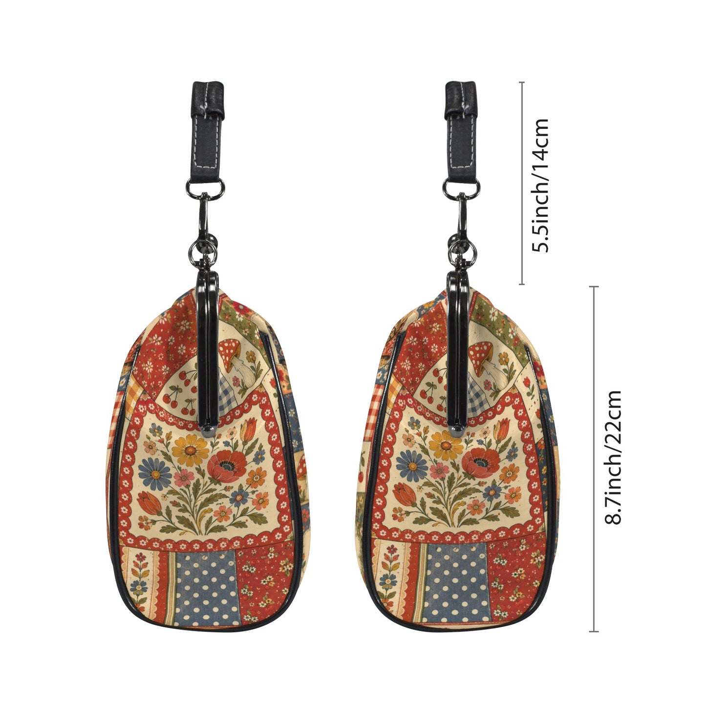 Babushka Cat Pretty Patchwork Kisslock Crossbody Shoulder Bag(Model 1752)
