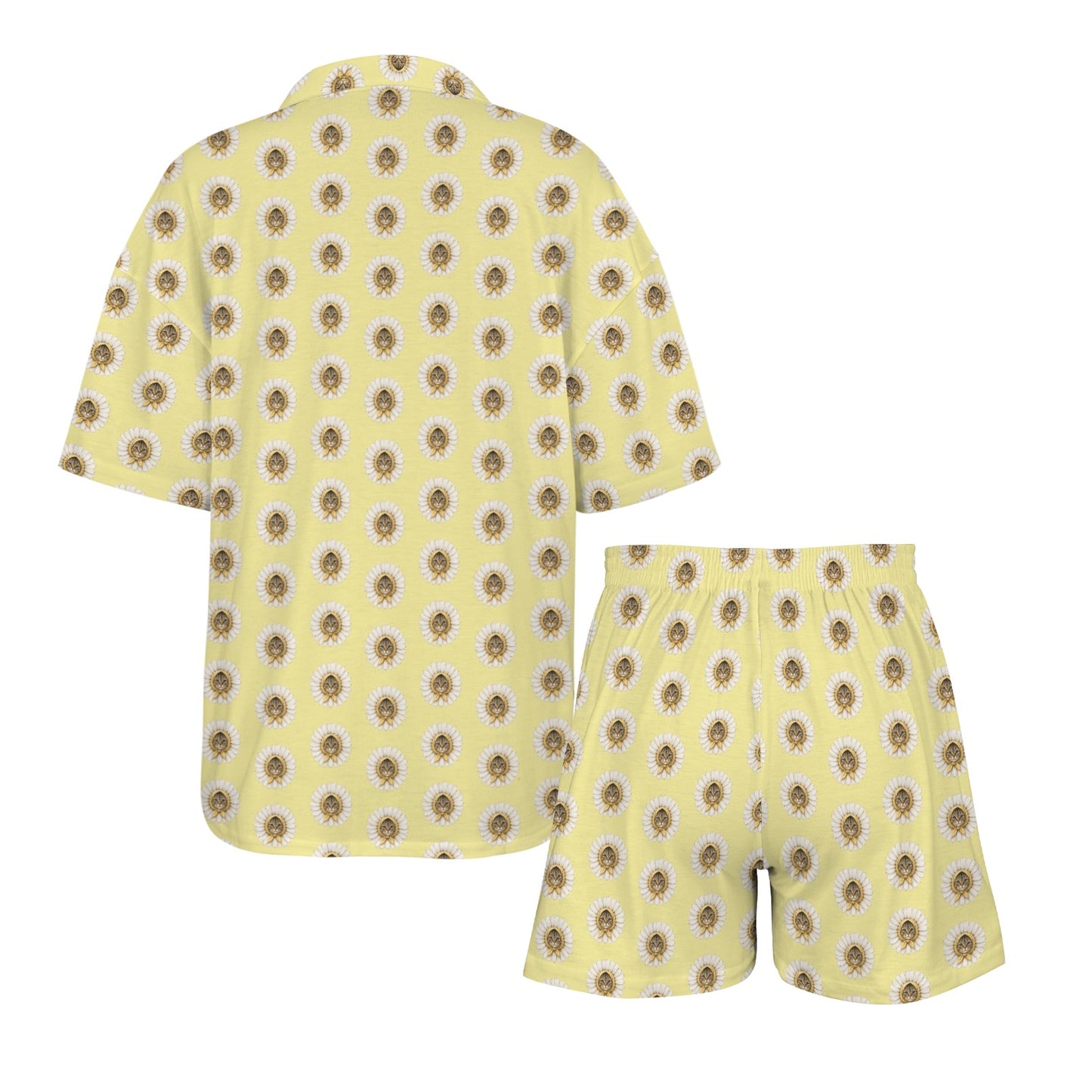 Babushka Cat Daisy Heads Women’s Two-Piece Pajama Set