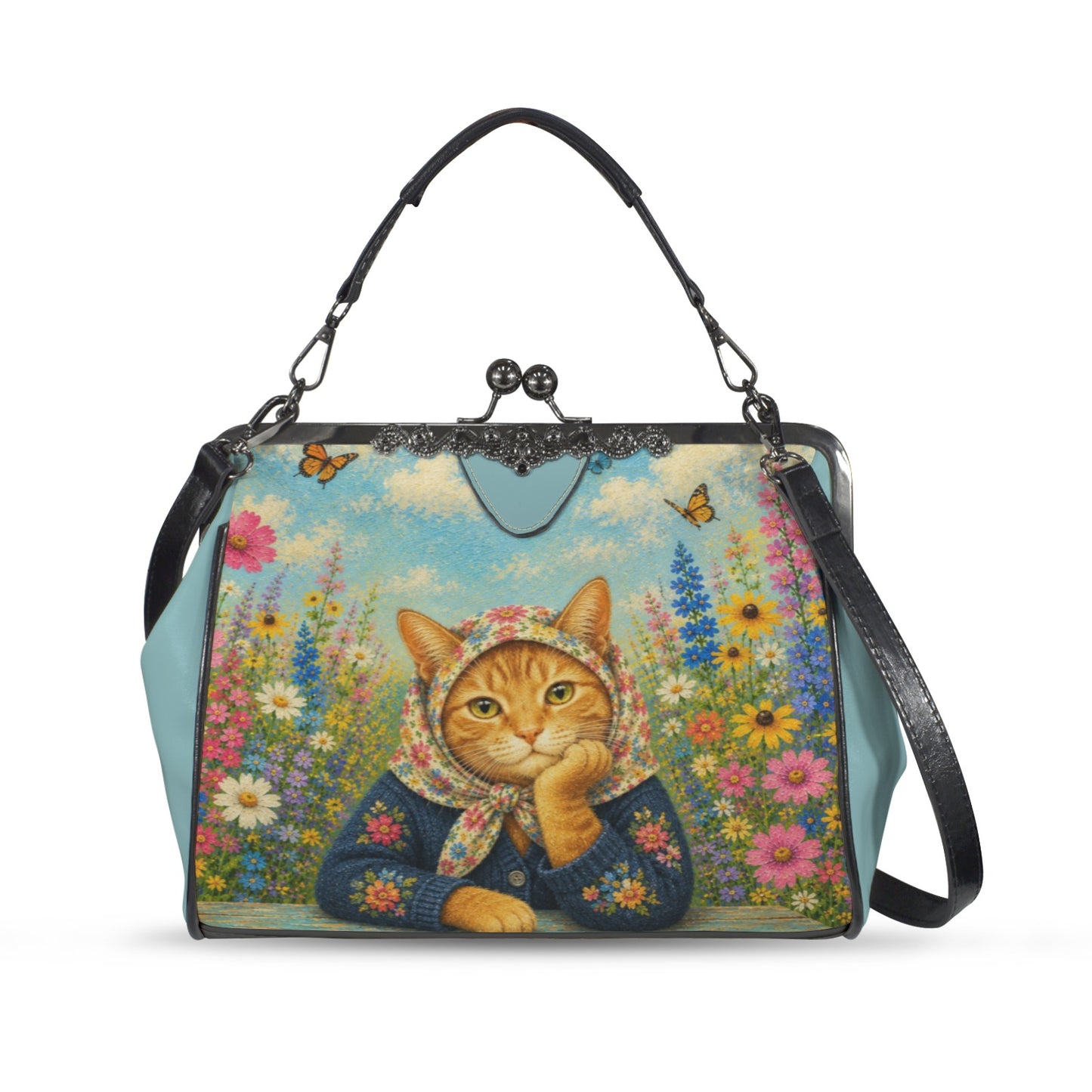 Babushka Orange Tabby Cat Garden Delight