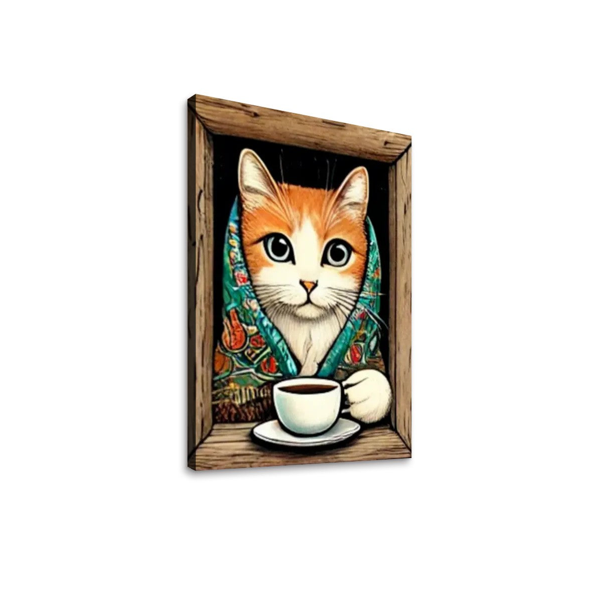 Babushka Cat Window Scene Canvas Print Wall Art