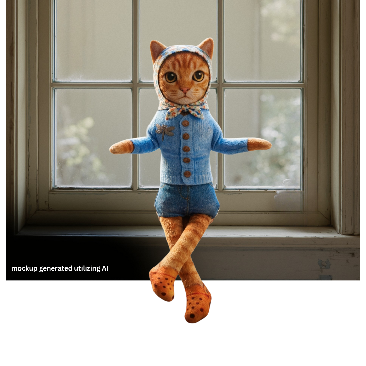 Babushka Cat Orange Tabby Bendy Dol